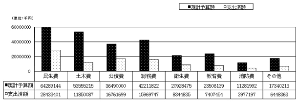 一般会計歳出予算額と執行状況（表）