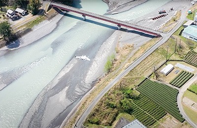 天竜川水系におけるドローン実証実験（空撮による河川点検）